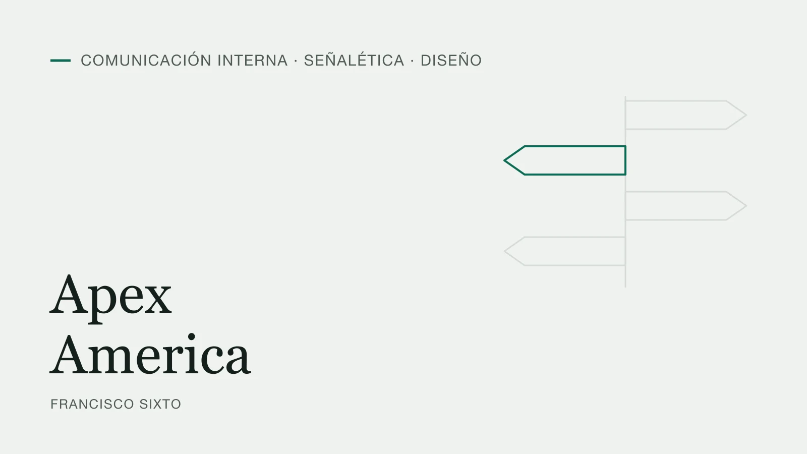 Typographic cover of the Apex America case, internal communication and signage