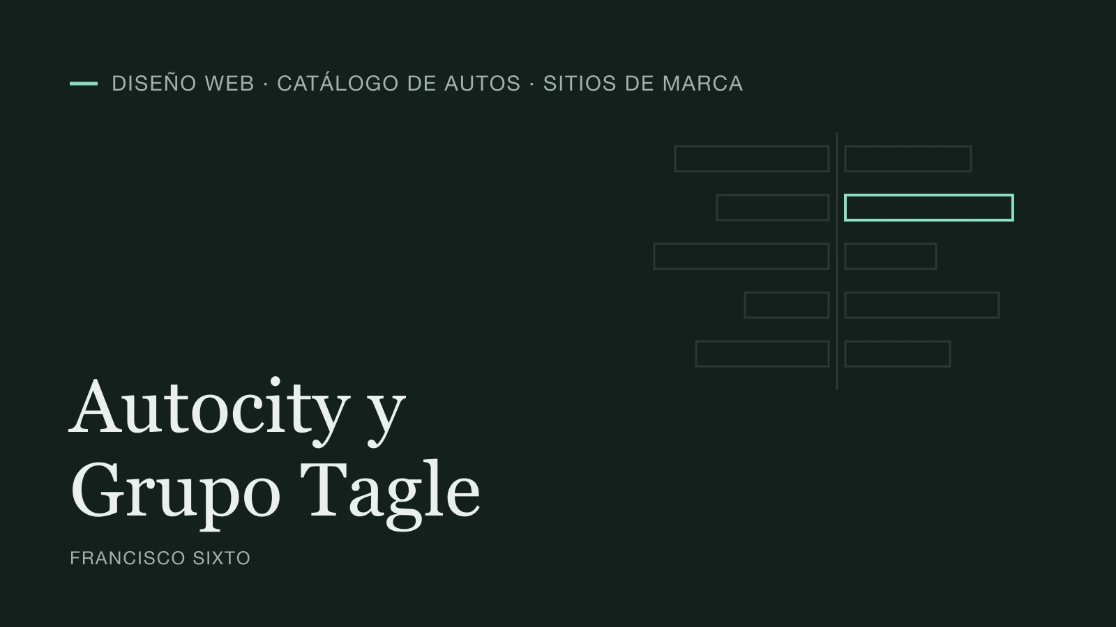 Typographic cover of the Autocity and Grupo Tagle case, car catalog and brand websites