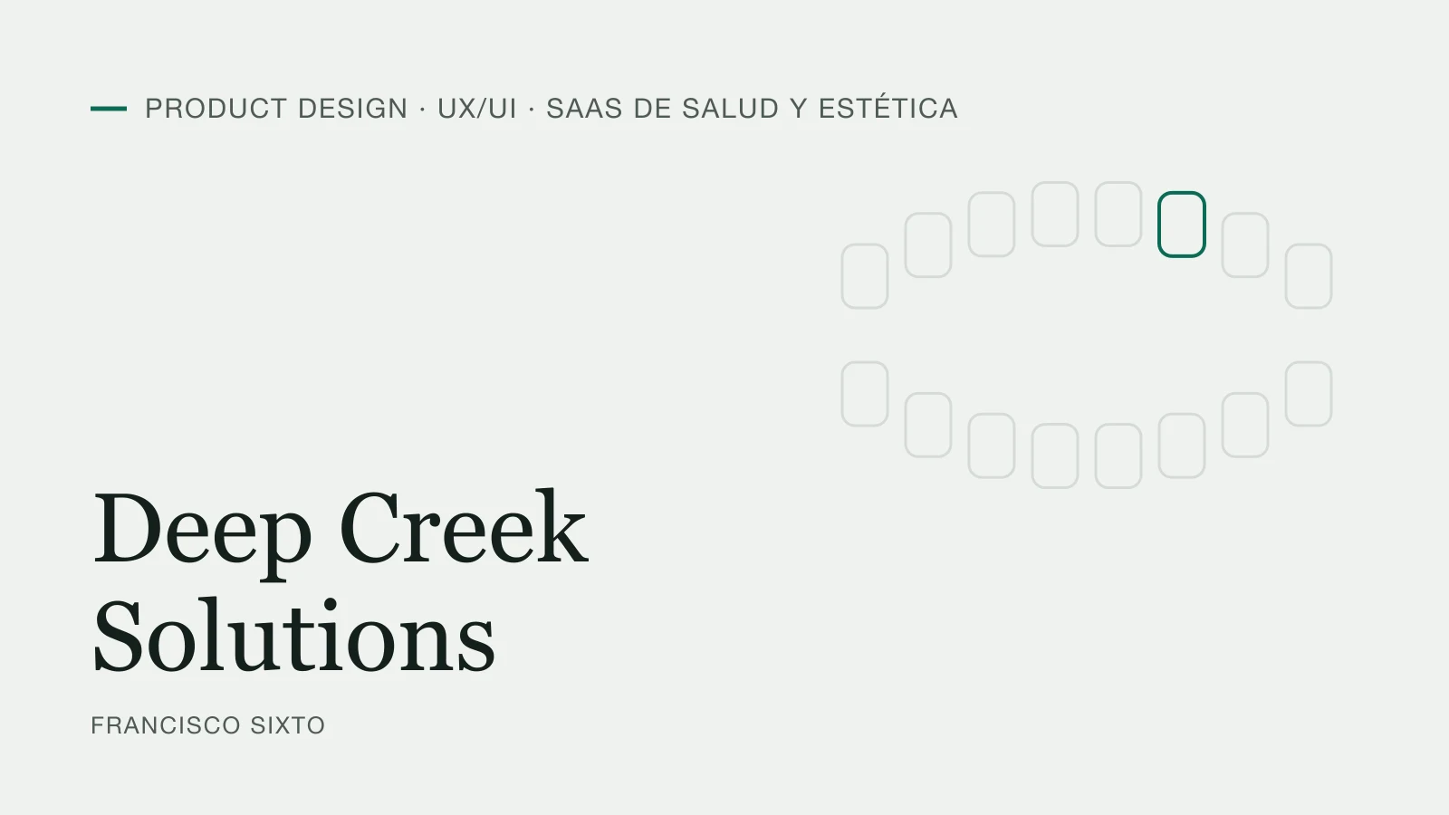 Typographic cover of the Deep Creek Solutions case, health and aesthetics SaaS products