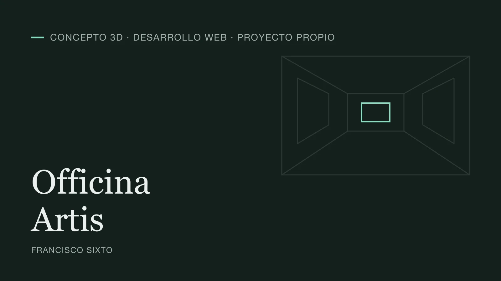 Typographic cover of the Officina Artis case, a 3D virtual art gallery